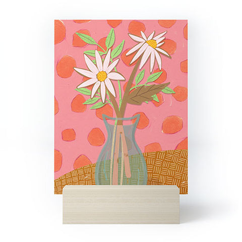Sewzinski Daisies on Pink Mini Art Print