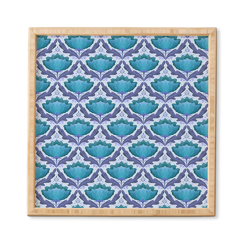Sewzinski Diamond Floral Pattern Blue Framed Wall Art