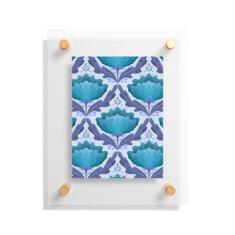 Sewzinski Diamond Floral Pattern Blue Floating Acrylic Print