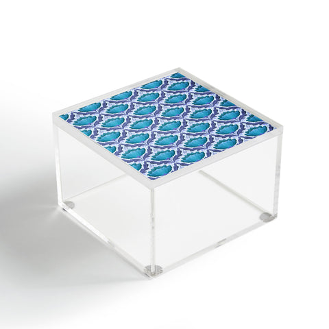 Sewzinski Diamond Floral Pattern Blue Acrylic Box