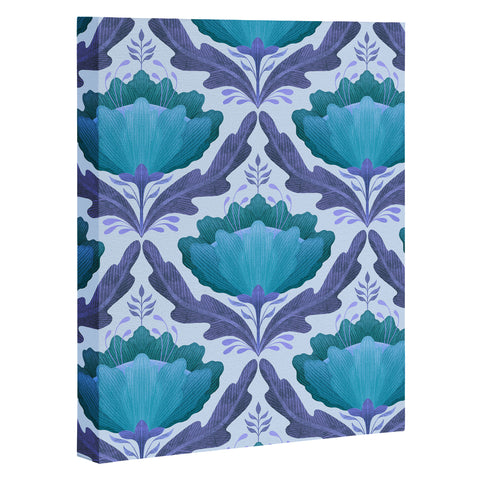 Sewzinski Diamond Floral Pattern Blue Art Canvas