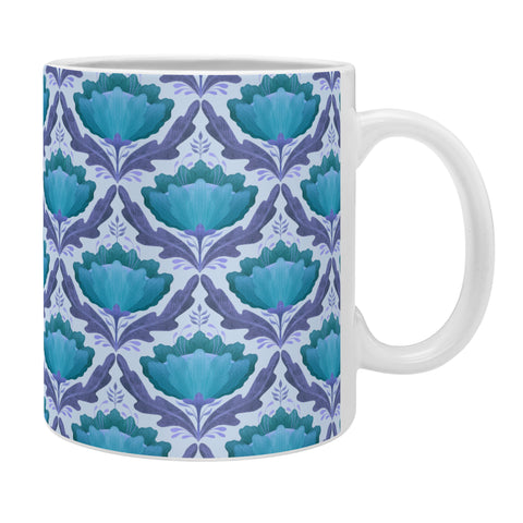 Sewzinski Diamond Floral Pattern Blue Coffee Mug