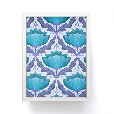 Sewzinski Diamond Floral Pattern Blue Framed Mini Art Print