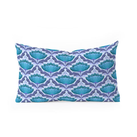 Sewzinski Diamond Floral Pattern Blue Oblong Throw Pillow