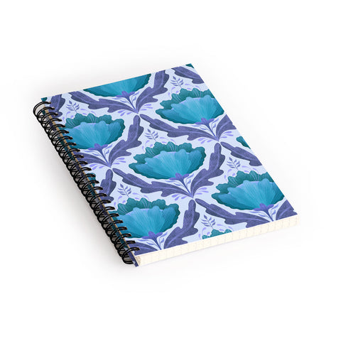 Sewzinski Diamond Floral Pattern Blue Spiral Notebook