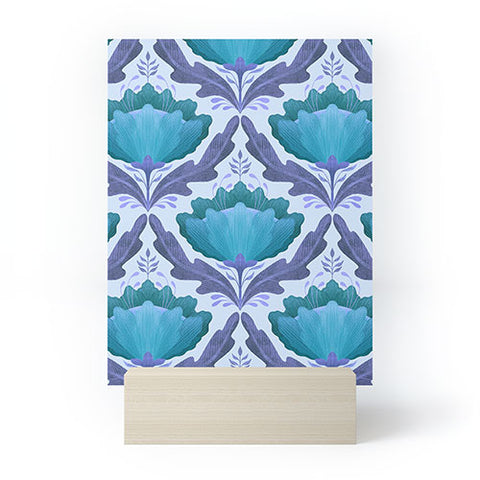 Sewzinski Diamond Floral Pattern Blue Mini Art Print