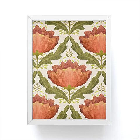 Sewzinski Diamond Floral Pattern Orange Framed Mini Art Print