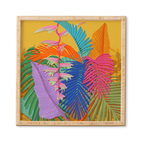 Sewzinski Flamingo Plant and Palm Fronds Framed Wall Art