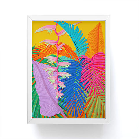 Sewzinski Flamingo Plant and Palm Fronds Framed Mini Art Print