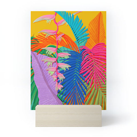 Sewzinski Flamingo Plant and Palm Fronds Mini Art Print