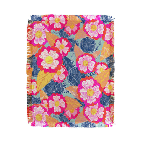 Sewzinski Floating Flowers Pink and Blue Throw Blanket