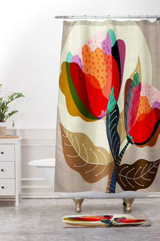 Sewzinski Floral Reverie II Shower Curtain And Mat