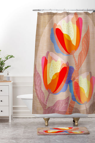 Sewzinski Floral Reverie III Shower Curtain And Mat