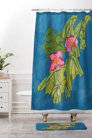 Sewzinski Flowers on Captiva Shower Curtain And Mat