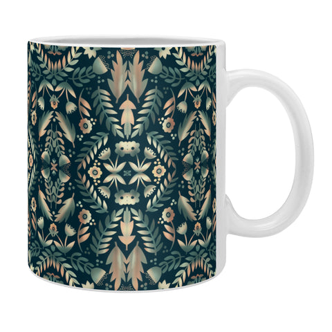 Sewzinski Folk Art Flowers Teal Coffee Mug