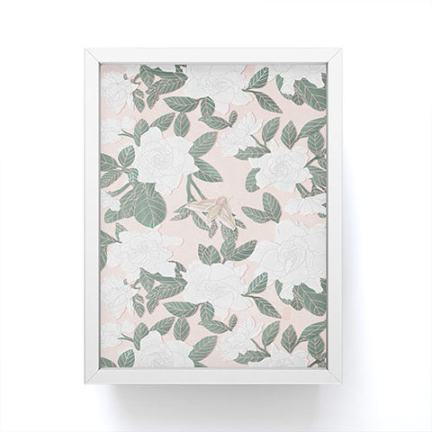 Sewzinski Gardenias on Peach Framed Mini Art Print