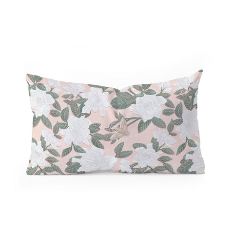 Sewzinski Gardenias on Peach Oblong Throw Pillow