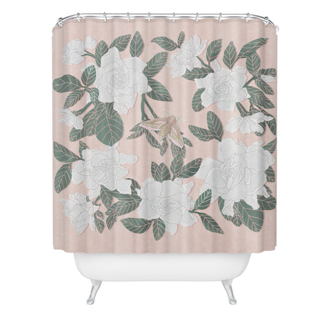Sewzinski Gardenias on Peach Shower Curtain