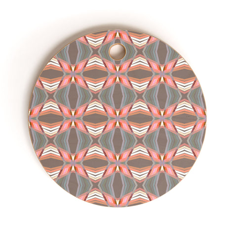 Sewzinski Gray Pink Mod Quilt Cutting Board Round
