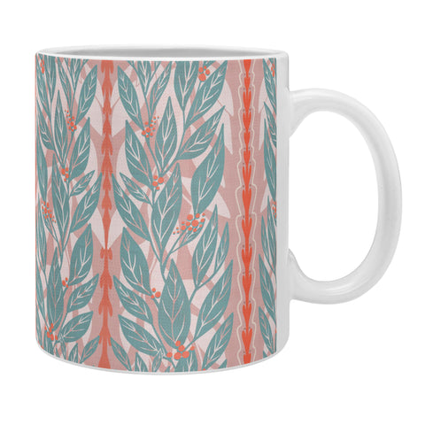 Sewzinski Green Leaves on Pink Coffee Mug