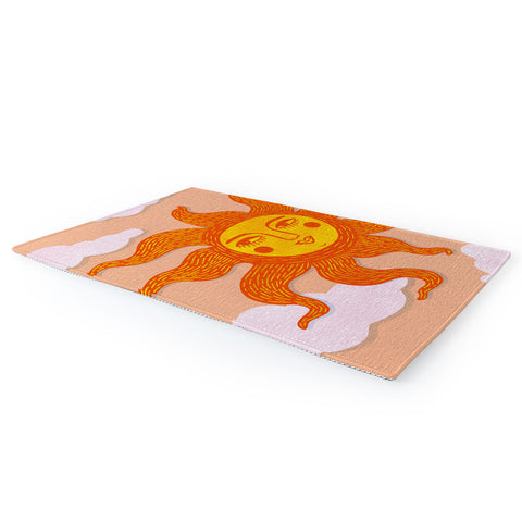 Sewzinski Happy Sun Illustration Area Rug