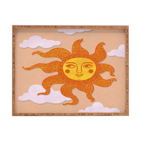 Sewzinski Happy Sun Illustration Rectangular Tray
