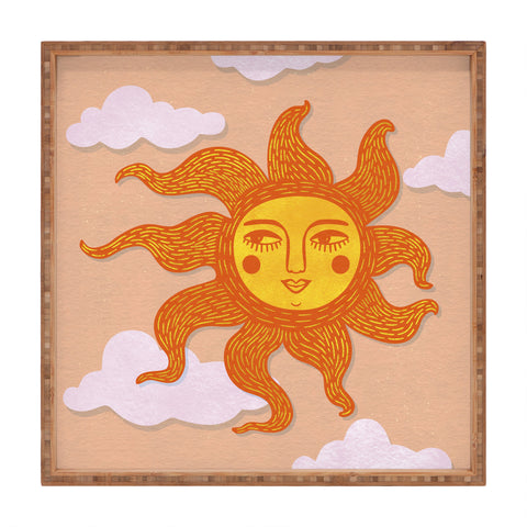 Sewzinski Happy Sun Illustration Square Tray