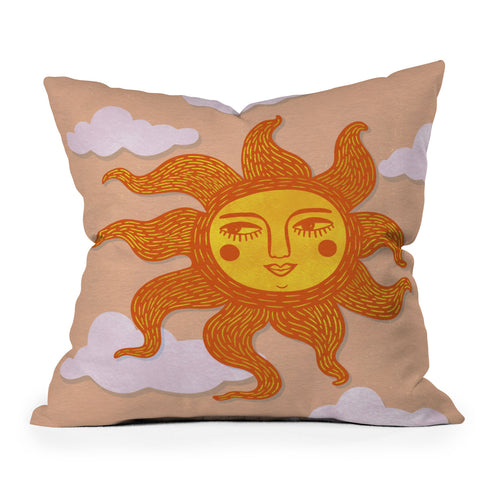 Sewzinski Happy Sun Illustration Outdoor Throw Pillow
