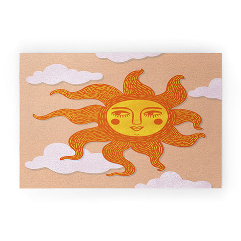 Sewzinski Happy Sun Illustration Welcome Mat