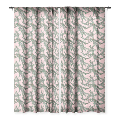 Sewzinski Juniper on Pink Sheer Window Curtain