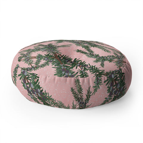 Sewzinski Juniper on Pink Floor Pillow Round