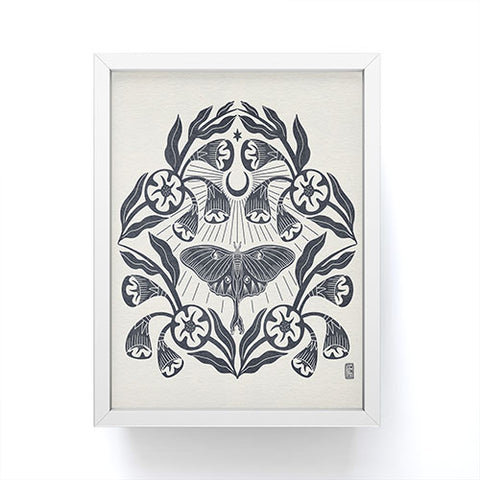 Sewzinski Luna Moth Moonflowers Pattern Framed Mini Art Print