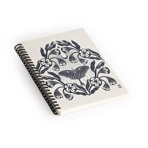 Sewzinski Luna Moth Moonflowers Pattern Spiral Notebook