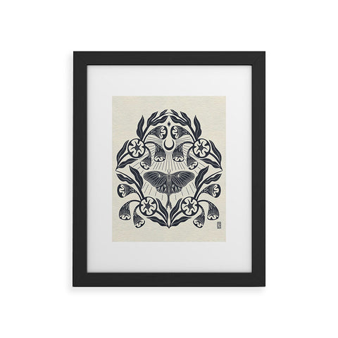 Sewzinski Luna Moth Moonflowers Pattern Framed Art Print