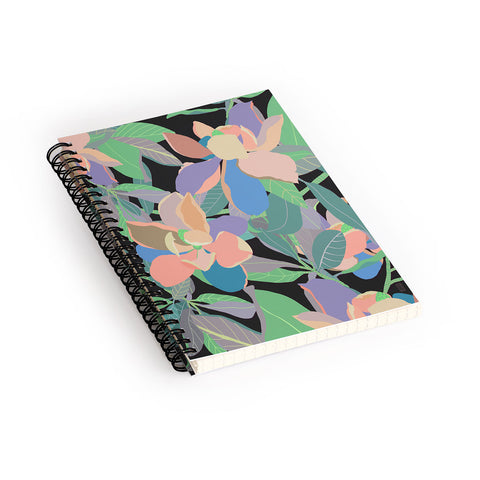 Sewzinski Magnolias on Black Spiral Notebook