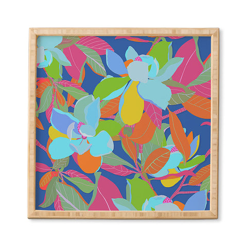 Sewzinski Magnolias on Blue Framed Wall Art
