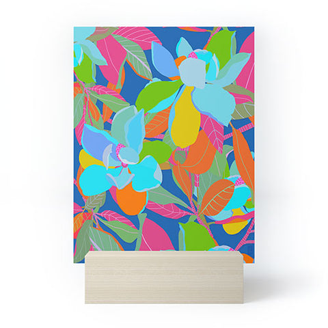 Sewzinski Magnolias on Blue Mini Art Print