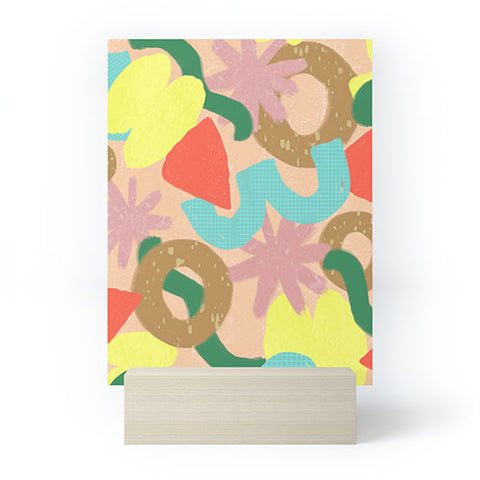 Sewzinski Memphis Shapes on Peach Mini Art Print