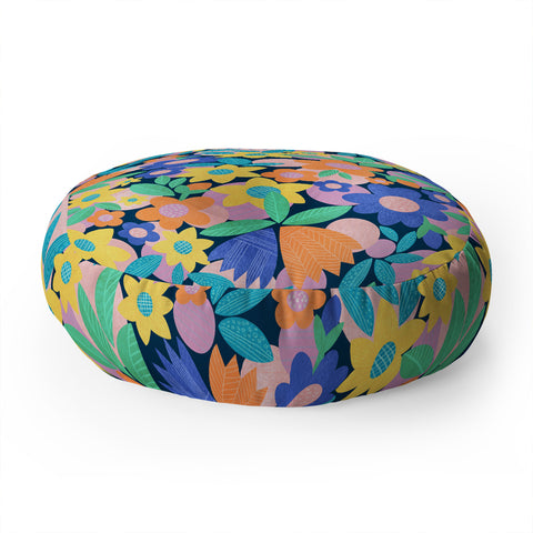Sewzinski Mod Flower Repeat Floor Pillow Round