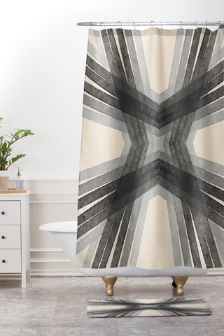 Sewzinski Modern Lines Grays Shower Curtain And Mat