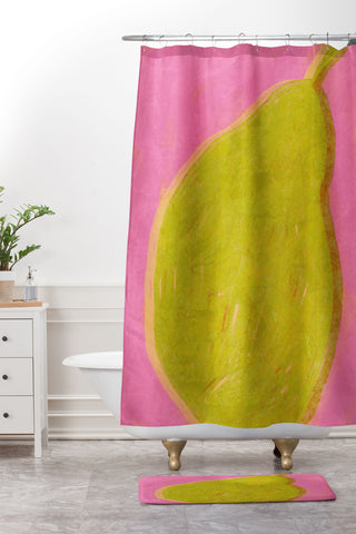 Sewzinski Modern Pear Shower Curtain And Mat