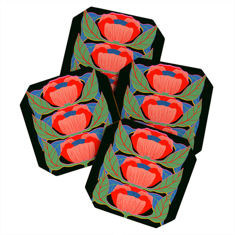 Sewzinski Modern Poppies Coaster Set