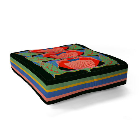 Sewzinski Modern Poppies Floor Pillow Square