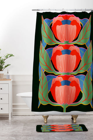 Sewzinski Modern Poppies Shower Curtain And Mat