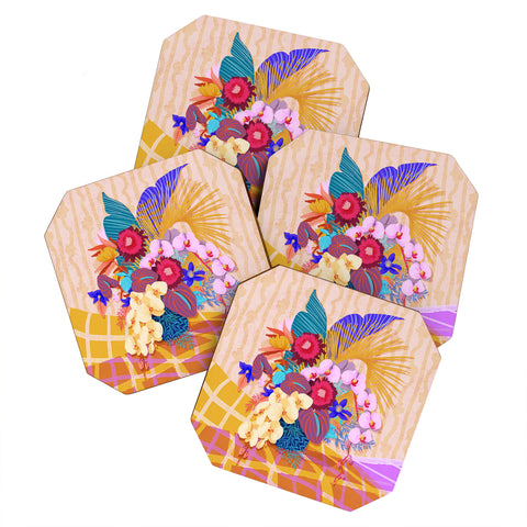 Sewzinski Modern Tropical Bouquet Coaster Set