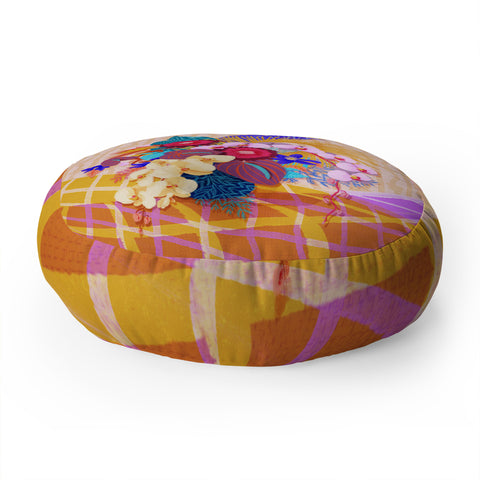 Sewzinski Modern Tropical Bouquet Floor Pillow Round