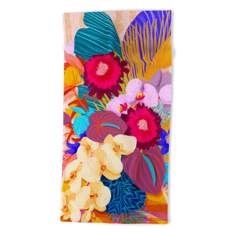 Sewzinski Modern Tropical Bouquet Beach Towel