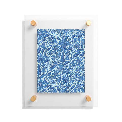 Sewzinski Monochrome Florals Blue Floating Acrylic Print
