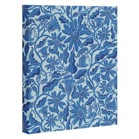 Sewzinski Monochrome Florals Blue Art Canvas