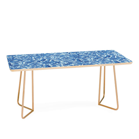Sewzinski Monochrome Florals Blue Coffee Table